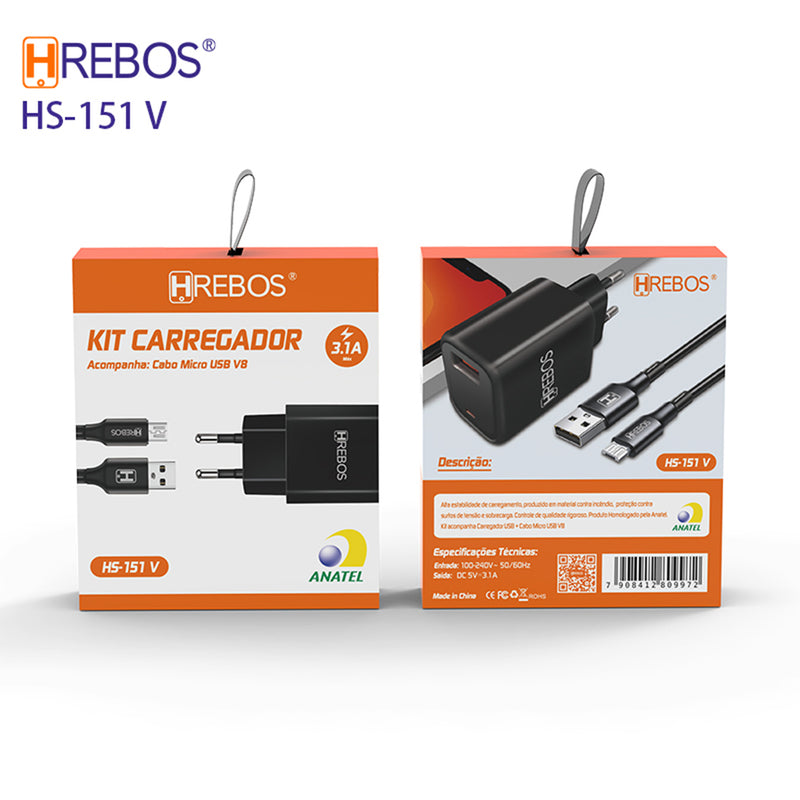 Kit Carregador Turbo Cabo USB V8