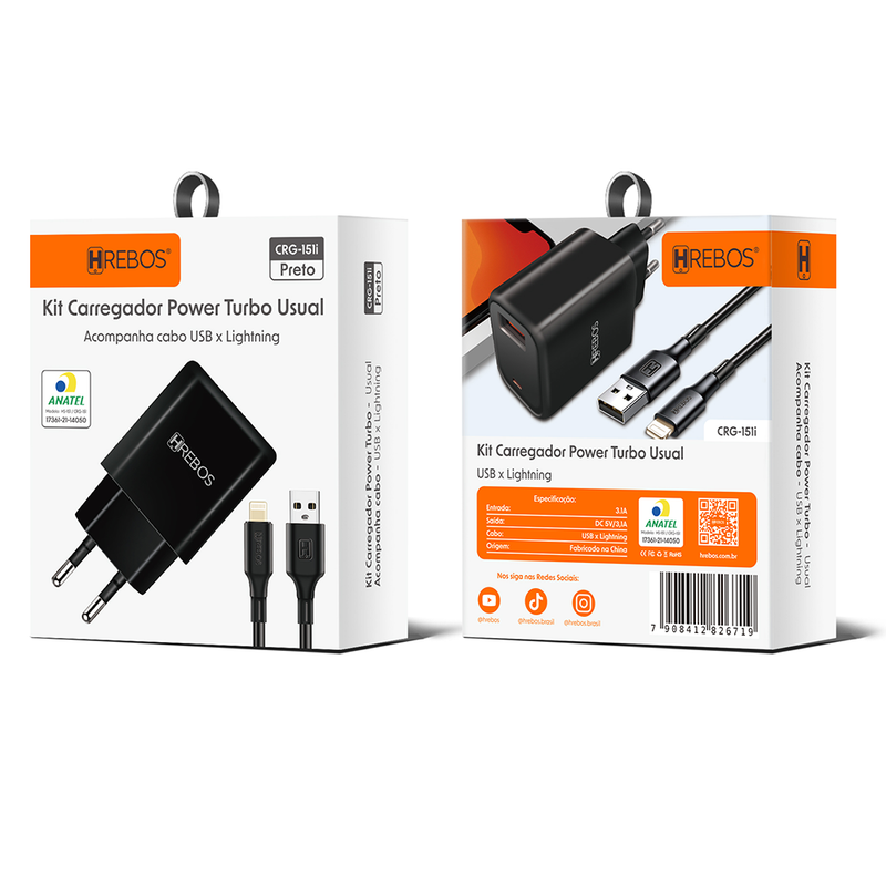 Kit Carregador Turbo com Cabo Lightning