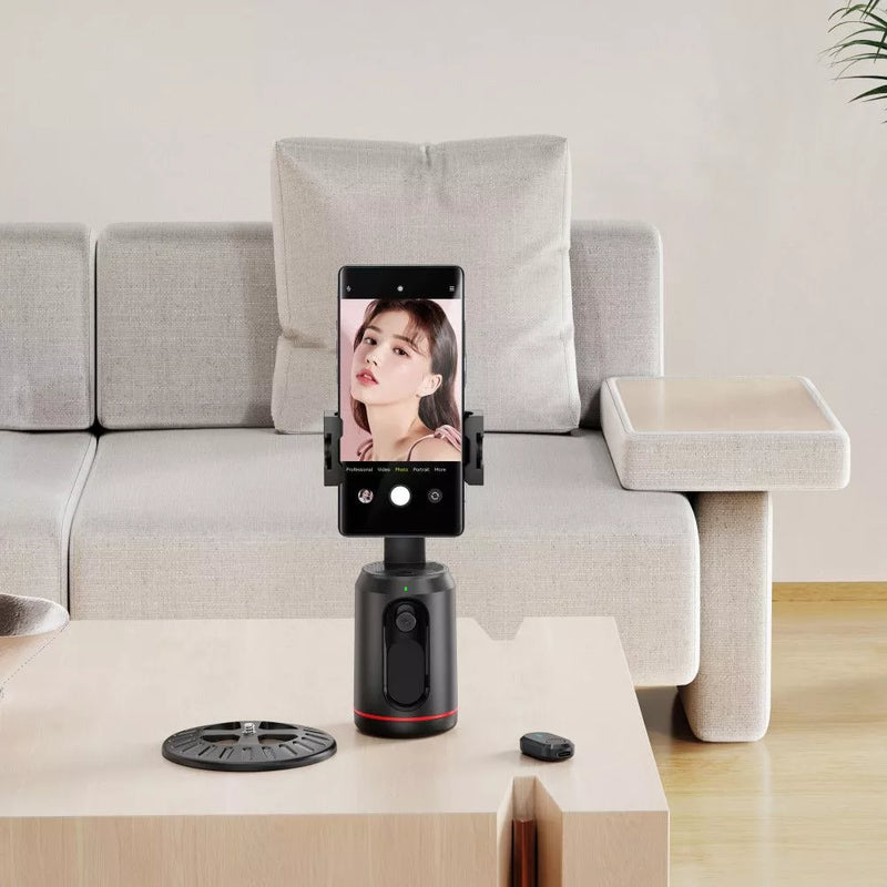 Suporte Inteligente com Rastreamento Facial 360° – Estabilizador Automático