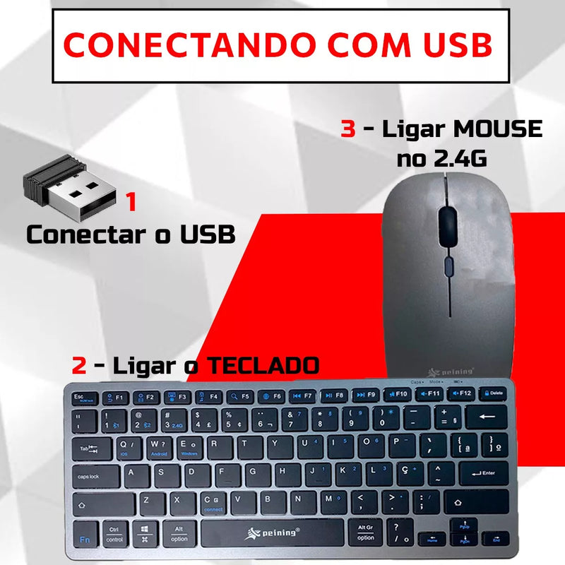 Kit Teclado e Mouse Bluetooth