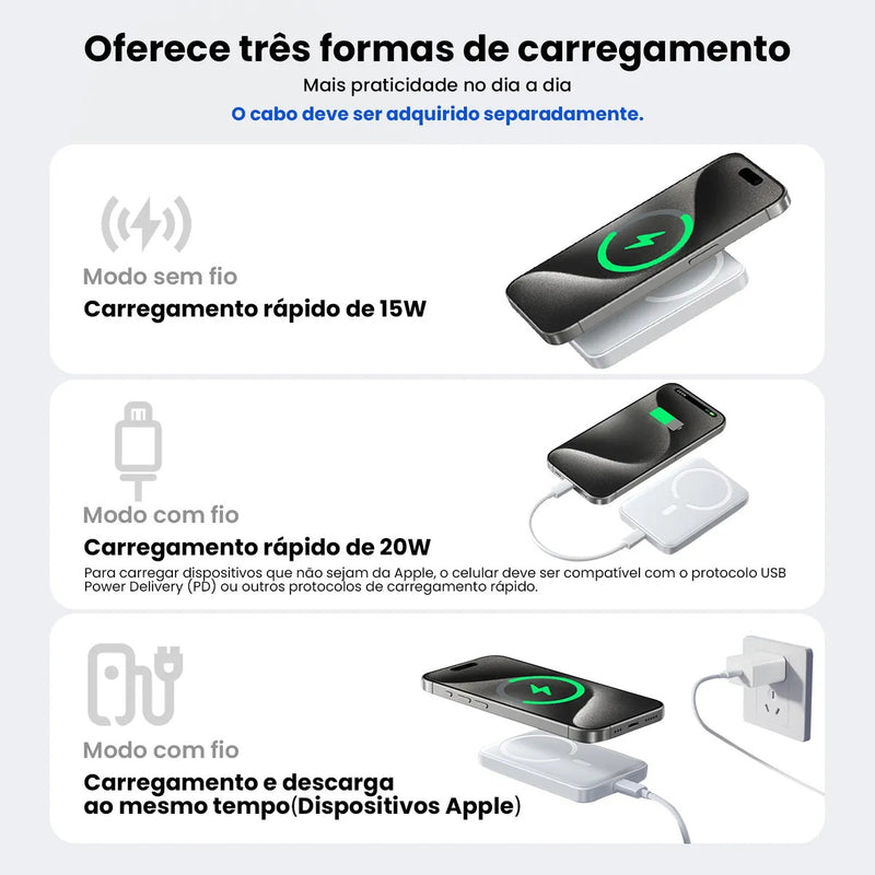 Power Bank Magnético Indução 5000mah