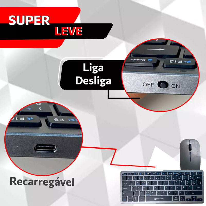 Kit Teclado e Mouse Bluetooth