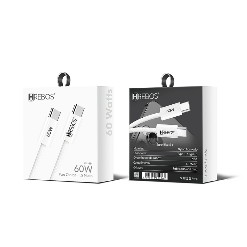 Cabo Hrebos  – Type-C para Type-C (60W, 1,5 Metro)