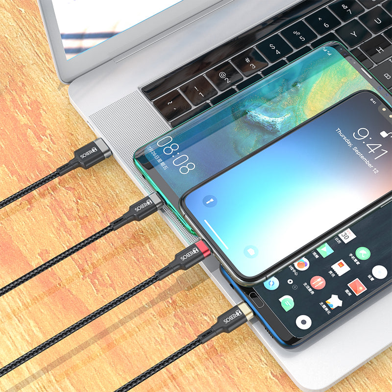 Cabo Hrebos 3 em 1 – USB para Type-C, Lightning e Micro USB (V8)