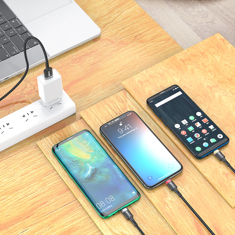 Cabo Hrebos 3 em 1 – USB para Type-C, Lightning e Micro USB (V8)